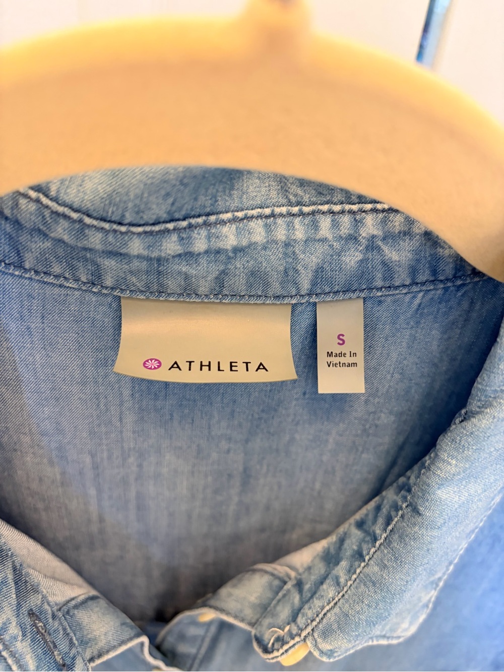 Athleta Light Blue Denim Midi Shirt Dress with Tie Waist - Picture 2 of 5